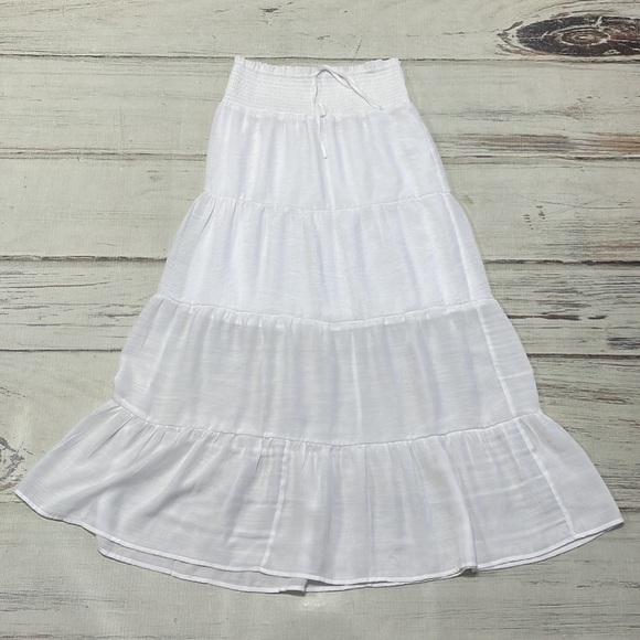 Love Tree Dress Womens Large White Maxi Panel Strapless Smocked Bohemian - Picture 11 of 17